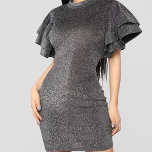 Fashion Nova Mini Dress (Silver)